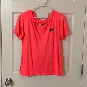 PINK neon pink cutout tee